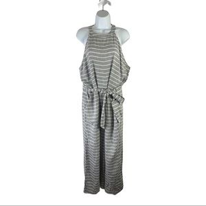 LOFT Outlet Linen Striped Sleeveless Jumpsuit XL